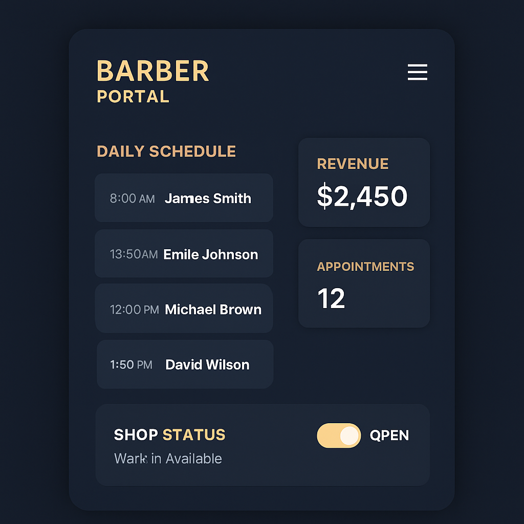 Fade Barber Dashboard